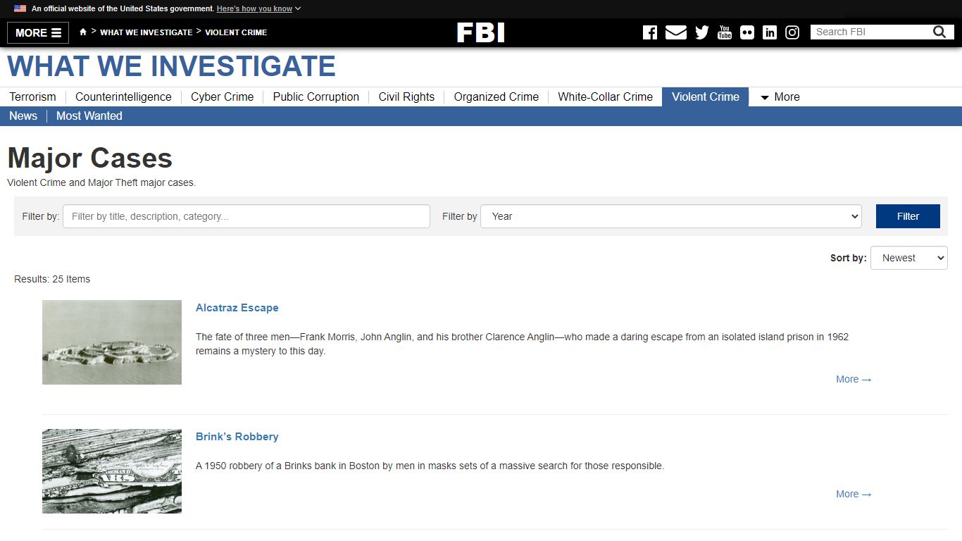 Major Cases — FBI